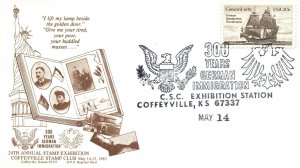 300 YEARS OF GERMAN IMMIGRATION TO UNITED STATES SPECIAL CANCEL ON 1983 COVER