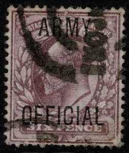 KEVII Army Official 1902 6d Pale Dull Purple Wmk. 49 (Imp. Crown) used S.G. O49