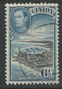 Ceylon # 280  George VI - 6c. Harbor    (1) VF Used