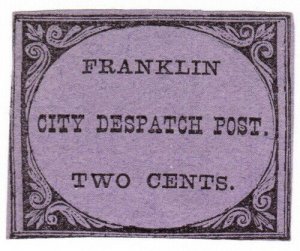 (I.B) US Local Post : Franklin City Despatch Post 2c