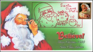 20-285, 2020, Christmas Santa Claus IN, Event Cover, Pictorial Postmark, SC 5332