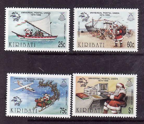 Kiribati-Sc#751-4-Unused NH set-Christmas-UPU anniversary-1999-