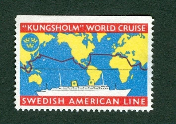Sweden. Poster Stamp Kungsholm World Cruise. Swedish American Line. See. Cond.