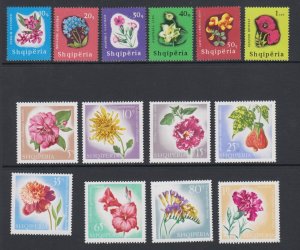 Albania Sc 862-867, 1017-1024 MLH. 1965 and 1967 Flowers, 2 complete sets, VLH.