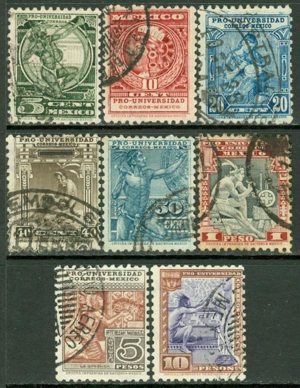 EDW1949SELL : MEXICO 1934 Scott #698-703, 705-06 Very Fine, Used. Catalog $3,479