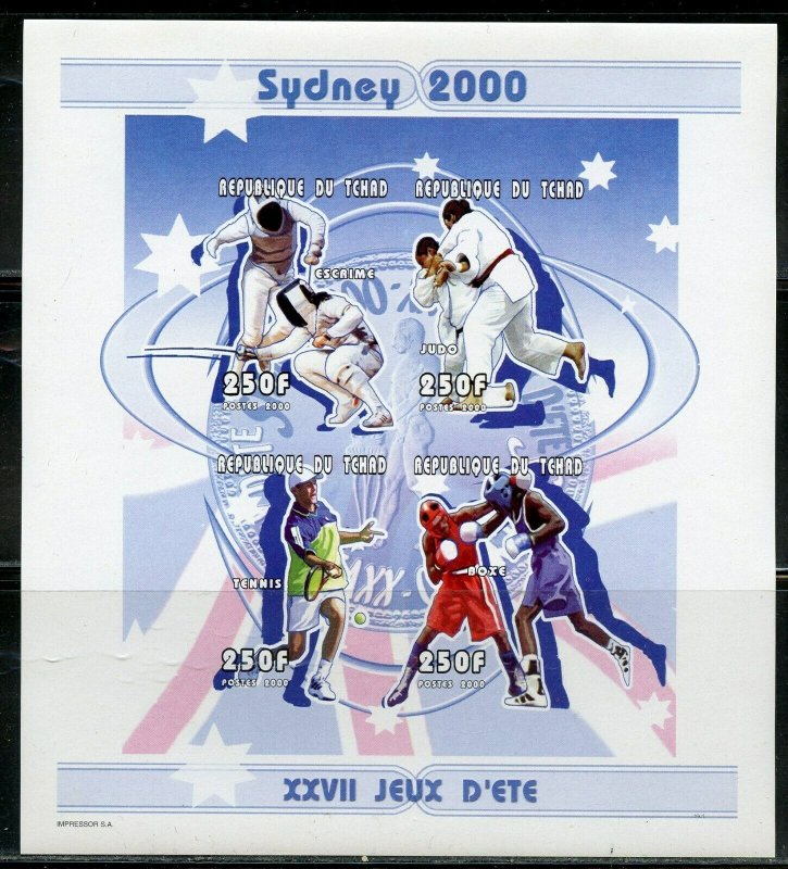 CHAD SYDNEY  OLYMPIC GAMES 250fr  IMPERF SHEET MINT NH 