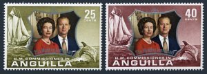 Anguilla 161-162, MNH. Michel 160-161. QE II Silver Wedding, 1972. Dolphin,Ship.