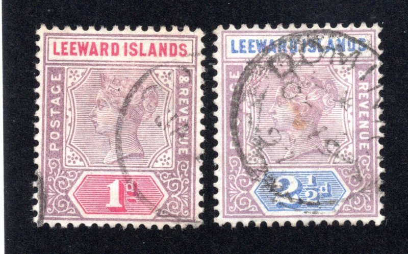 Leeward Islands 1890 1p & 2 1/2p Victoria, Scott 2-3 used, value = 55c