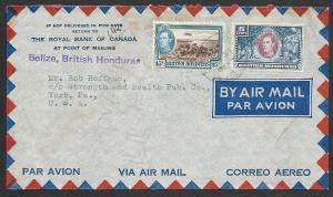 BR HONDURAS 1947 airmail cover to Belize to USA............................48625