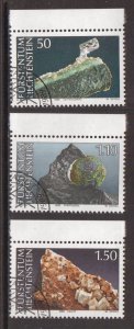 Liechtenstein  #921-923  cancelled 1989 minerals