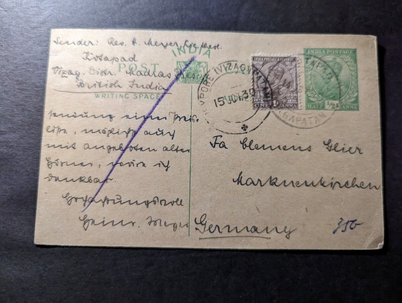 1930 British India Postcard Cover to Markneukirchen Germany
