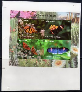 Sao Tome and Principe 2005  Butterflies/WWF w/Logo Shlt FINAL PROOF IMPERFORATED