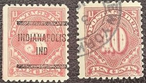 US Scott # J64,J65, 2 used Postage Due stamps from 1917. F/VF