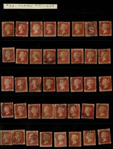 Great Britain #33 penny red plates 71 to 224