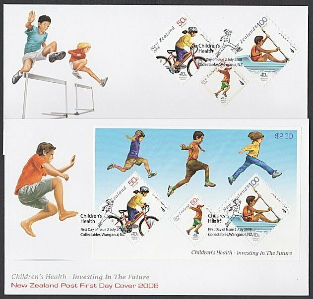 NEW ZEALAND 2008 Children's Health set + mini sheet - 2 FDCs................R134