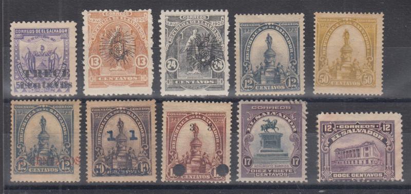 Salvador Sc 173//436 MLH. 1897-1916 issues, 10 better singles, F-VF