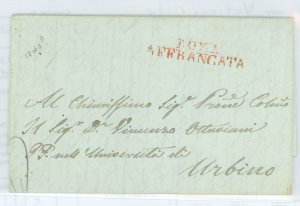 Vatican City  1840 Stampless cover; Roma Affrancata hand stamp, 3 page letter enclosed.