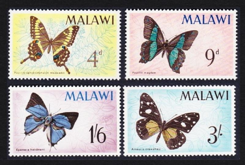 Malawi Butterflies 4v issue 1966 SG#247-250 SC#37-40