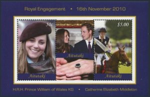 Aitutaki 562-563, 565,MNH. Wedding of Prince William & Catherine Middleton,2011.