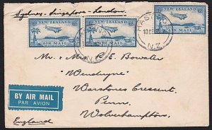 NEW ZEALAND 1935 1/6d rate airmail cover Hastings to UK....................B1958
