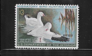 US #RW37- 1970 HUNTING PERMIT (DUCK STAMP) MINT NEVER HINGED