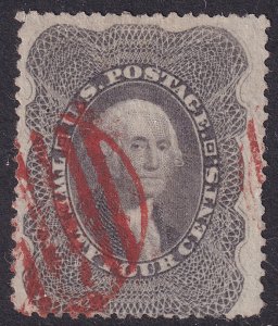 #37 Used, Fine, Neat red grid cancel, clean stamp (CV $400 - ID29060)