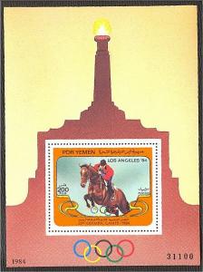 YEMEN DPR, RARE SOUVENIR SHEET OLYMPIC GAMES LA 1984, HORSE 