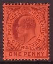 GIBRALTAR 40 Mint 1d KEVII CA $37.50