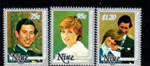 NIUE #340-342  1981  ROYAL  WEDDING  MINT  VF NH  O.G  b