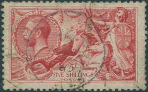 Great Britain 1913 SG401 5/- rose-carmine KGV Sea Horses FU