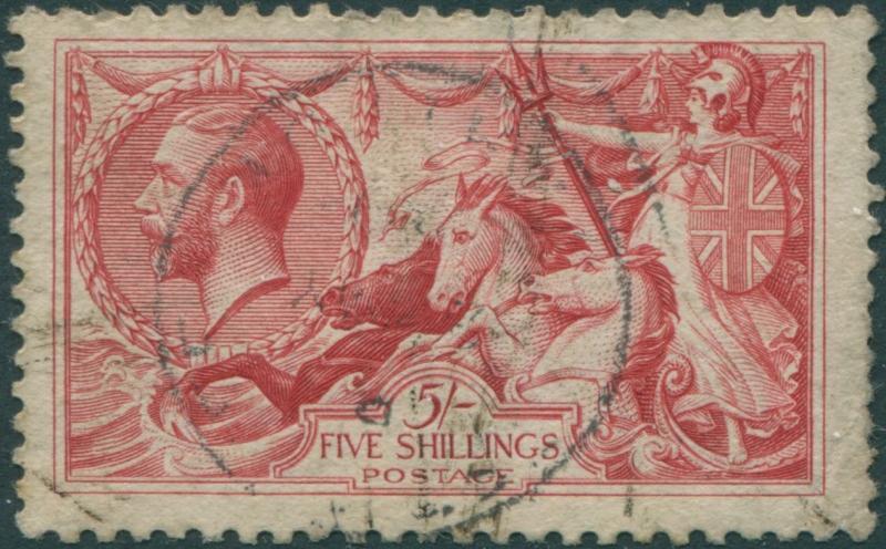 Great Britain 1913 SG401 5/- rose-carmine KGV Sea Horses FU