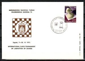 Yugoslavia, 1973 issue. Int`l Chess Tournament, 22/JUN/73 cancel on Cover. ^