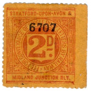 (I.B) Stratford-upon-Avon & Midland Junction Railway : Letter Stamp 2d