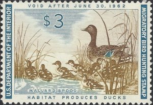 US Scott #RW28 Mint Heavy Hinge 1961 US Federal Duck Stamp