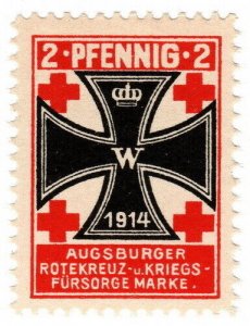 (I.B) Germany (Great War) Cinderella : Red Cross Fund 2pf (Ausburg) 