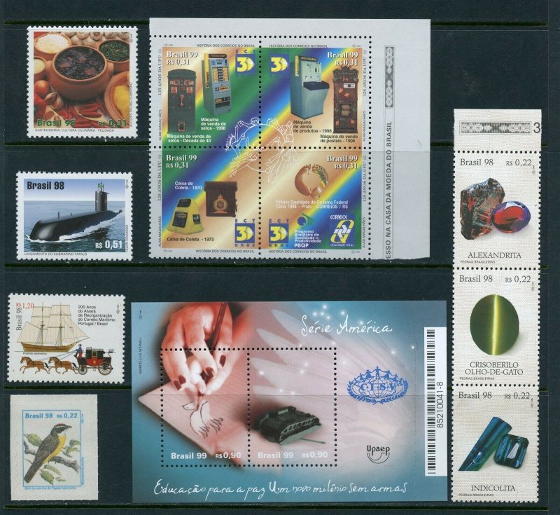 BRAZIL 1998-99 PARTIAL YEAR SET MINT NEVER HINGED SCOTT VALUE $65.25 AS SHOWN