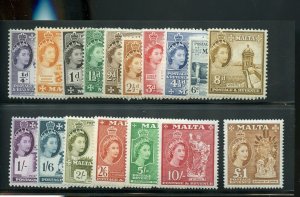 MALTA  QE II DEFINITIVES SET SCOTT# 246/62 VF MINT NEVER HINGED
