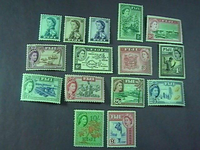 FIJI # 147-162-MH+ 1 POUND STAMP IS MNH-COMPLETE SET---QEII---1954-56