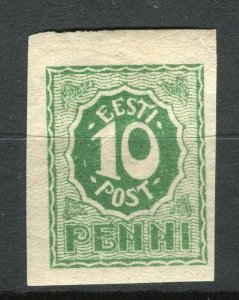 ESTONIA;  1919 early Imperf issue Mint hinged 10p. value