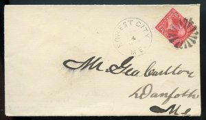 U.S. T I 1st Bur. Iss. on 1894(?) Forrest City, Maine Cover w/Circle of Wedges