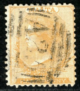 MALTA QV Classic Halfpenny Stamp SG.15 ½d Yellow-Orange Used Cat £200+ XBLUE16