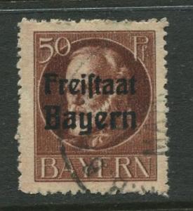 Bavaria -Scott 202 - Bavarian Overprint -1919-20 - Used -50pf Stamp