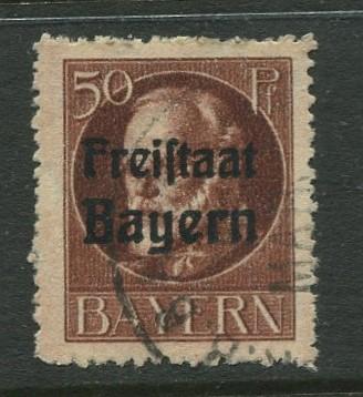 Bavaria -Scott 202 - Bavarian Overprint -1919-20 - Used -50pf Stamp