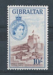 Gibraltar 1953 Queen Elizabeth II & Moorish Castle 10sh Scott # 144 MH