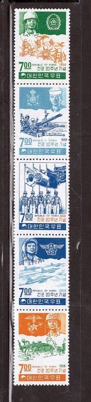 KOREA 1968 20th ANNIV. SOUTH KOREAN ARMY CREATION #610-614a MNH $49.50