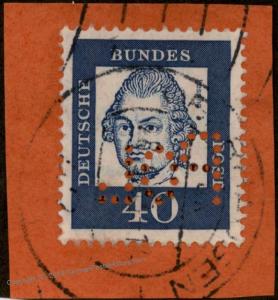 Germany BRD Bundes Polizei POL Lochung Police Perfin Official Stamp Used 60950