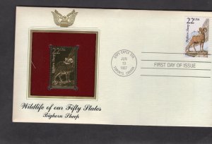 2288 Bighorn Sheep, FDC PCS Gold Replica