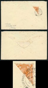 SG Spec GW4 Guernsey KGV 2d Orange (Spec N36) Bi-sect on Cover