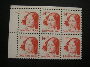 Scott 2176, 14c Julia Ward Howe, PB6 #1 UL, MNH Great Americans Beauty