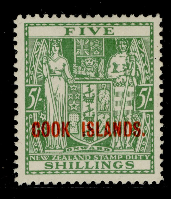 COOK ISLANDS GVI SG132, 5s green, LH MINT. Cat £19.